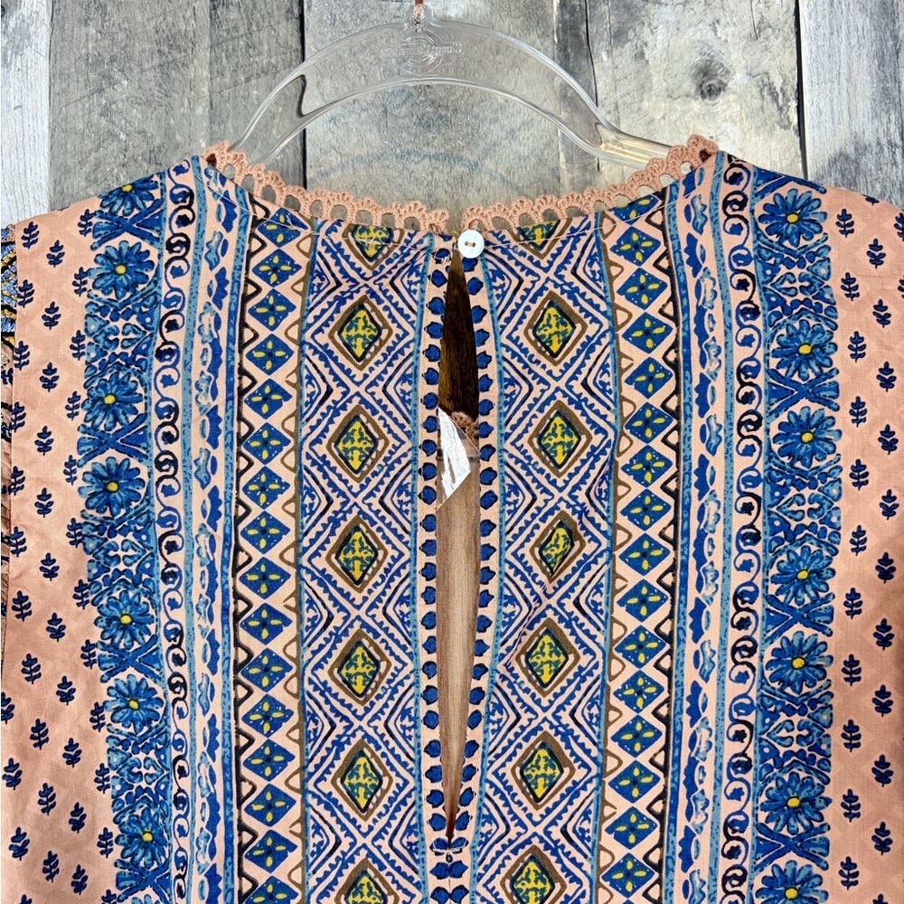 NWT By Anthropologie Embroidered Tunic Mini Dress in Peach Size Small. - Picture 5 of 14